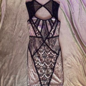 Elegant Black and Cream Lace Dress